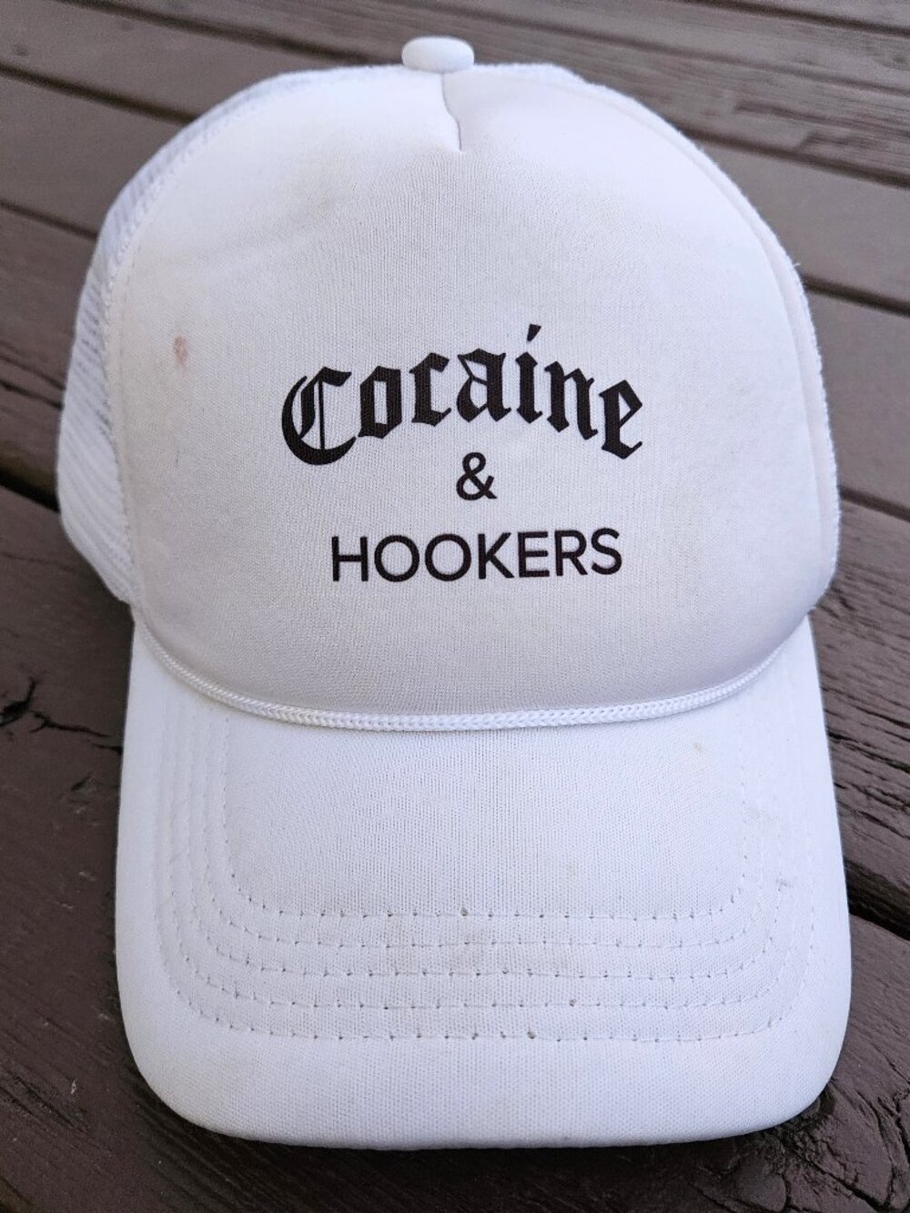 Cocaine & Hookers White Hat 100% Polyester